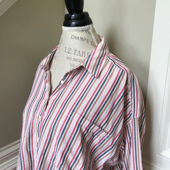 Xirena Jordy Button Down Top Shirt Womens Small Pink Blue Stripe Long Sleeve - Picture 7 of 11